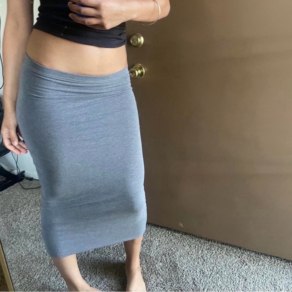 Midi skirt pencil skirt grey stretchy - Picture 5 of 7